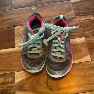 Sketchers silver, gray, pink and teal tennis shoes.  Size 12.